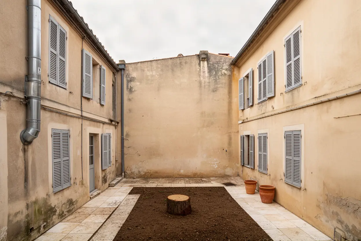 Cour sécurisée après abattage contrôlé à Marseille