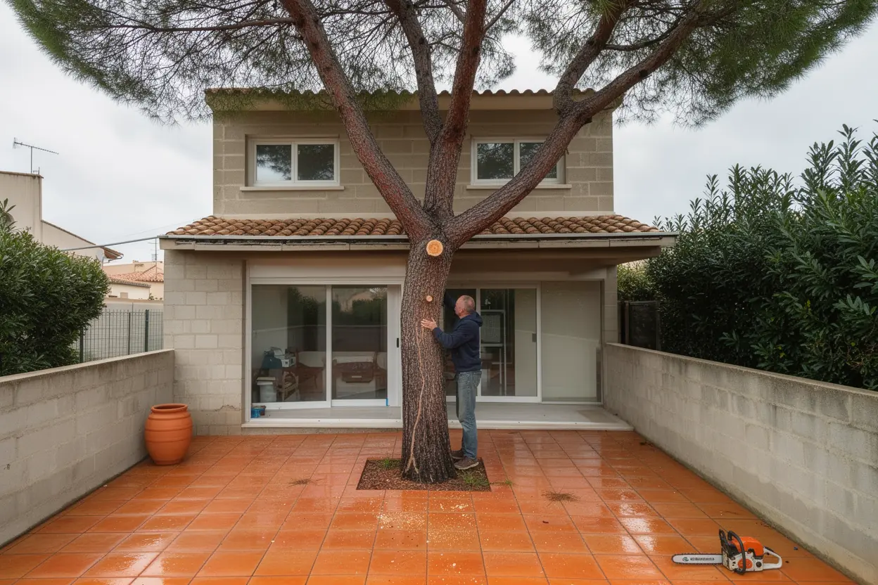 Terrasse sécurisée après élagage urgent à Septèmes-les-Vallons