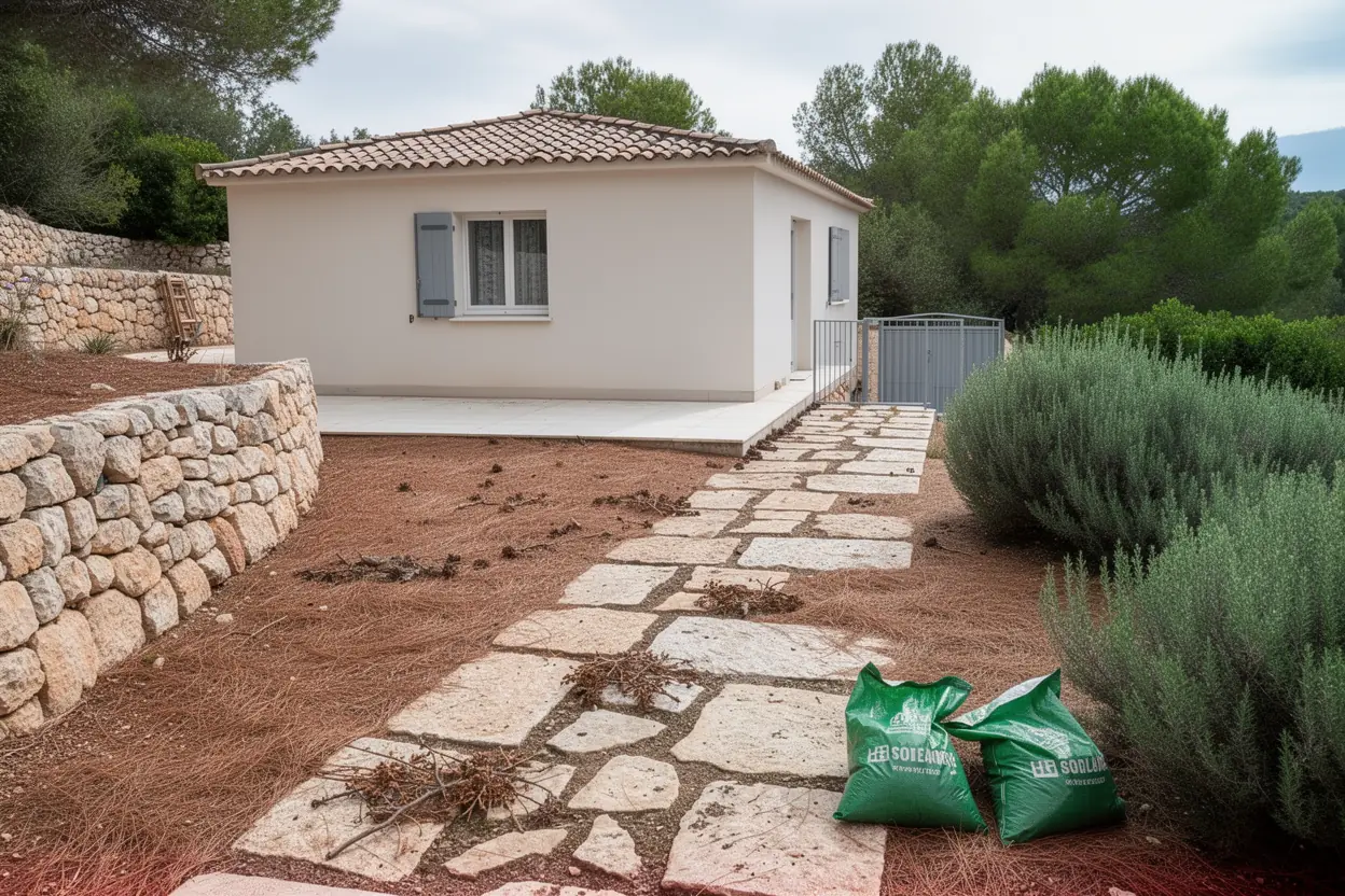 Jardin nettoyé après évacuation des déchets verts à Cassis