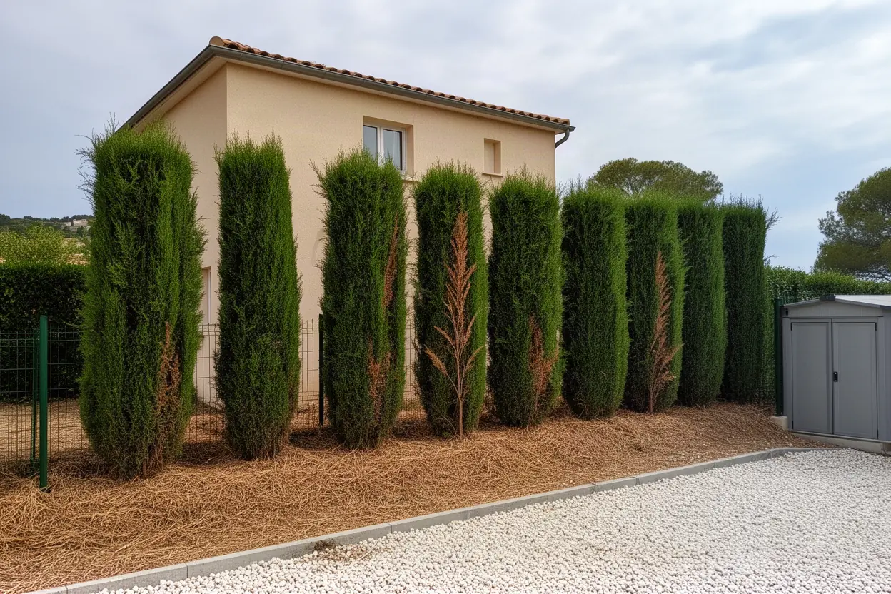 Cyprès épais avant taille raisonnée à Cassis