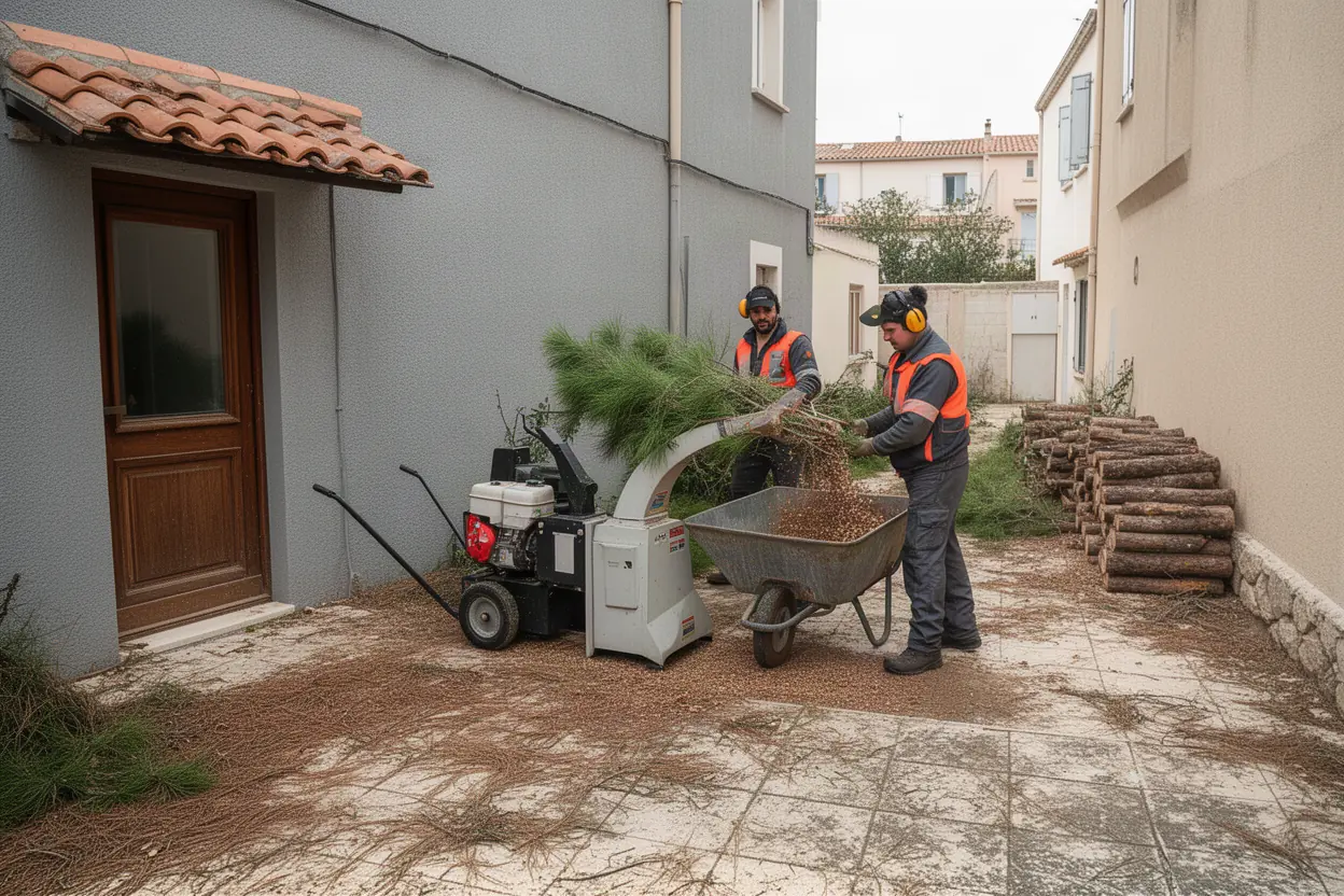 Broyage de branches après élagage à Allauch